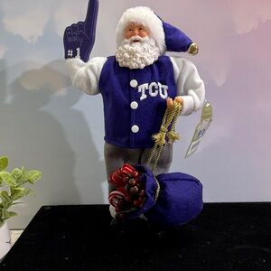TCU Horned Frogs 12" Proud Santa figurine, manufactured by Santa's Workshop